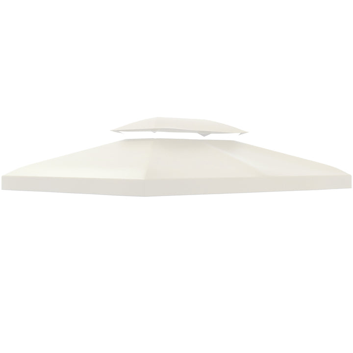 Reservetag til metalpavillon 3x4m vandafvisende pavillontag med dobbelttag, reserveovertræk til havepavillon festtelt havetelt polyester cremehvid