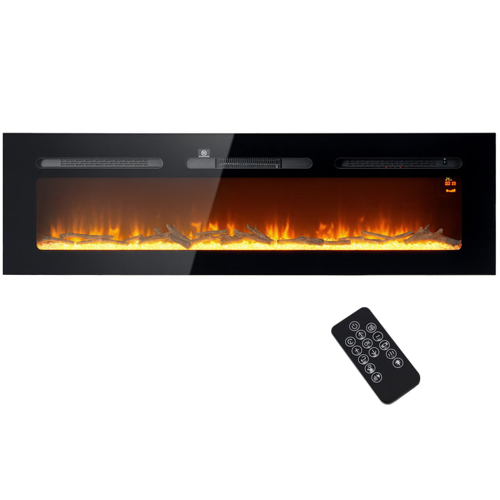 Elektrisk pejs med varmelegeme 1800 W LED 3D flammeeffekt 152,4 cm Sort