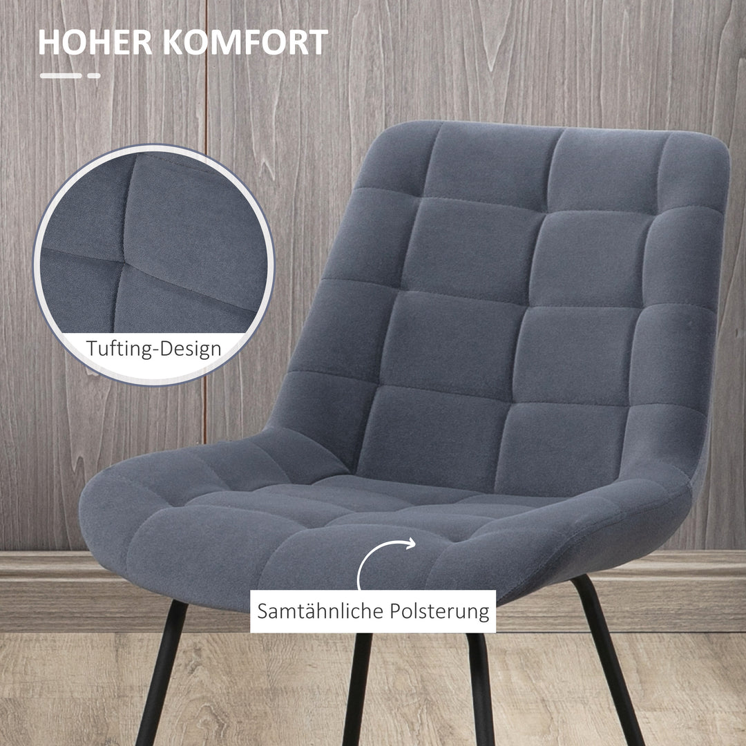 Sæt med 2 retro spisestole i velour 50 cm x 61 cm x 79 cm mørkegrå