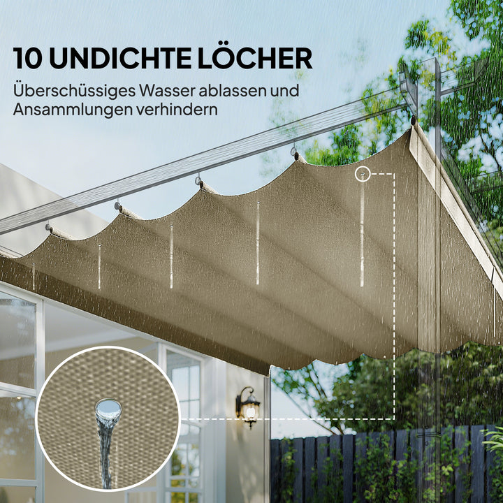 Udskiftningstag til 3 x 3 m pergola, udtrækkeligt, med drænhuller til regnvand, vejrbestandigt, polyester, beige, 250 x 255 cm