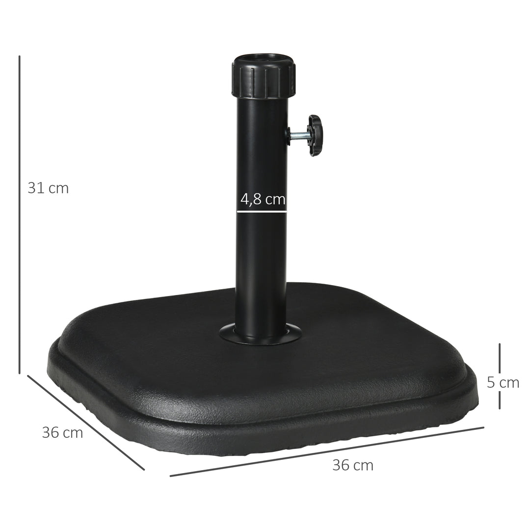 Beton parasolfod, 11 kg, firkantet, til parasoller med en rørdiameter på 32-38 mm, sort