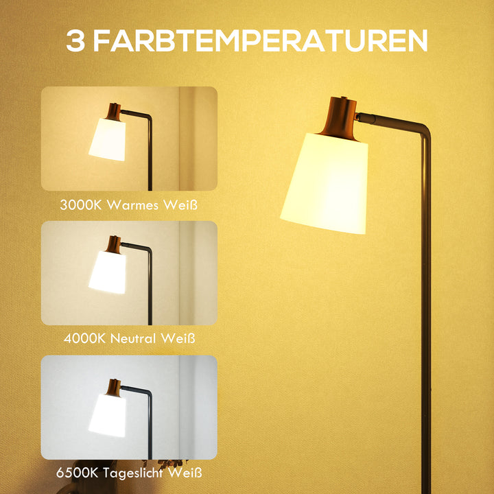 LED-gulvlampe til stuen, gulvlampe med 350° drejeligt hoved, fås i farvetemperaturer 3000K/4000K/6500K, sort