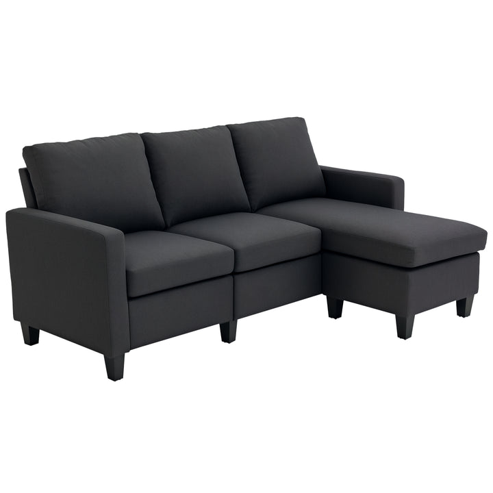 Hjørnesofa med sovefunktion, 3-personers sofa og hynder, hjørnesofa, l-formet sofa til stue, soveværelse 197 x 139 x 91 cm, hør, mørkegrå