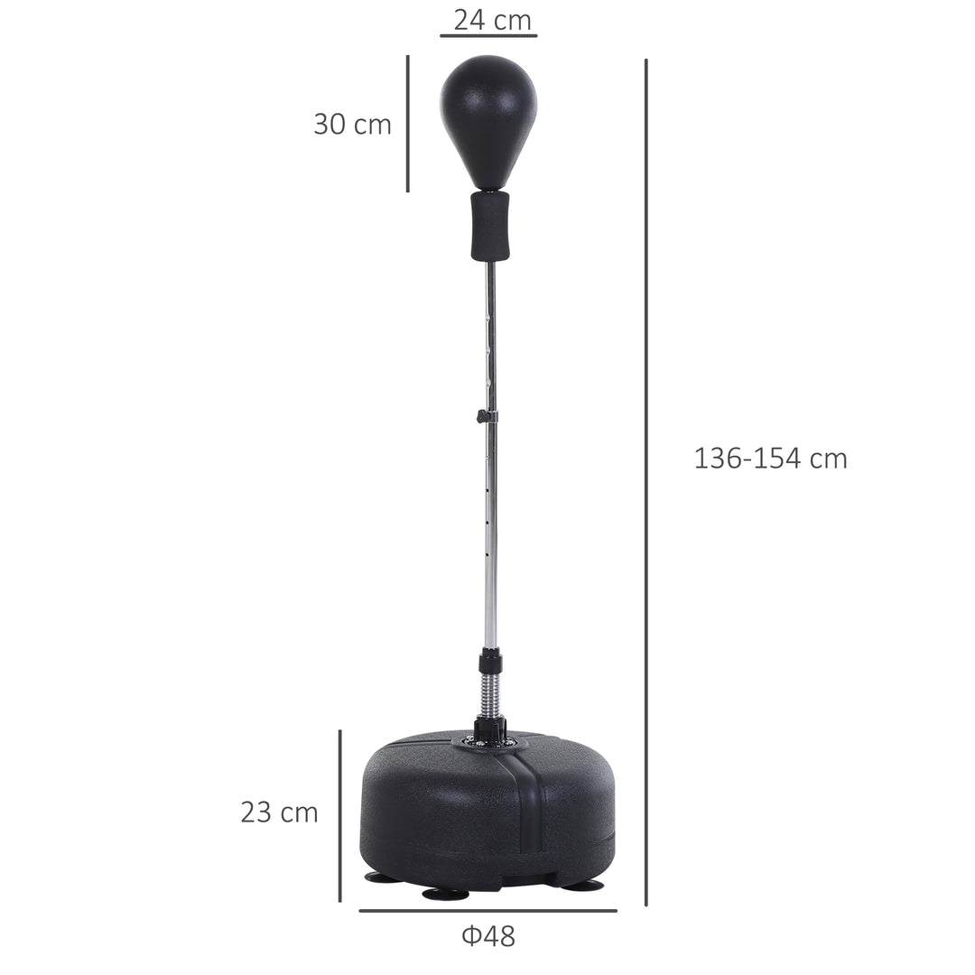 Bokseboldsæt stående boksetræningssæt 136-154 cm højdejusterbart med 1 par handsker velegnet til professionelle og begyndere sort