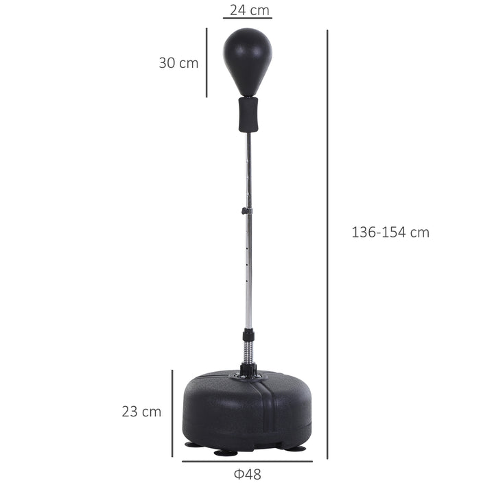 Bokseboldsæt stående boksetræningssæt 136-154 cm højdejusterbart med 1 par handsker velegnet til professionelle og begyndere sort