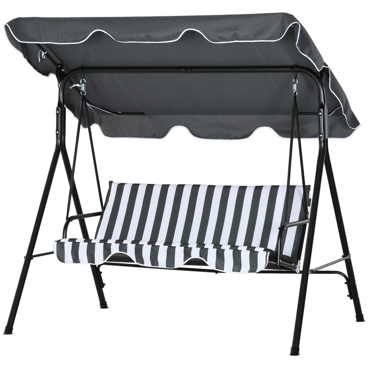 Hollywood gynge, havegynge, 3-personers gyngebænk med tag, stål, 172 x 110 x 153 cm, grå+hvid