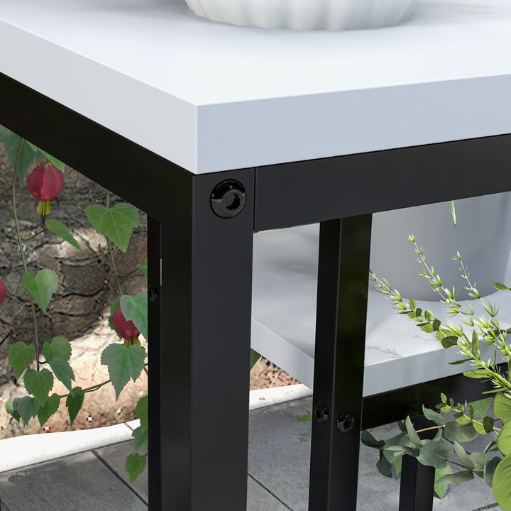 Blomsterhylde, 4 niveauer, indendørs og udendørs, metalramme, 34l x 34b x 70h cm, sort+hvid