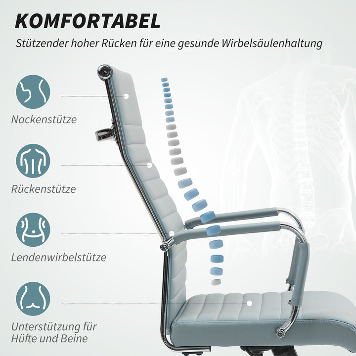 Kontorstol, drejestol med vippefunktion, højdejusterbar, kunstlæder, op til 120 kg, lysegrå