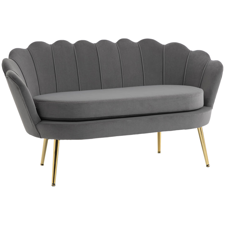 2-Personers loungesofa med bløde og generøse hynder, polstret sofa, siddemøbler, polstrede møbler, designersofa, elegant, fløjl, polyester, grå, 133 x 63 x 75 cm