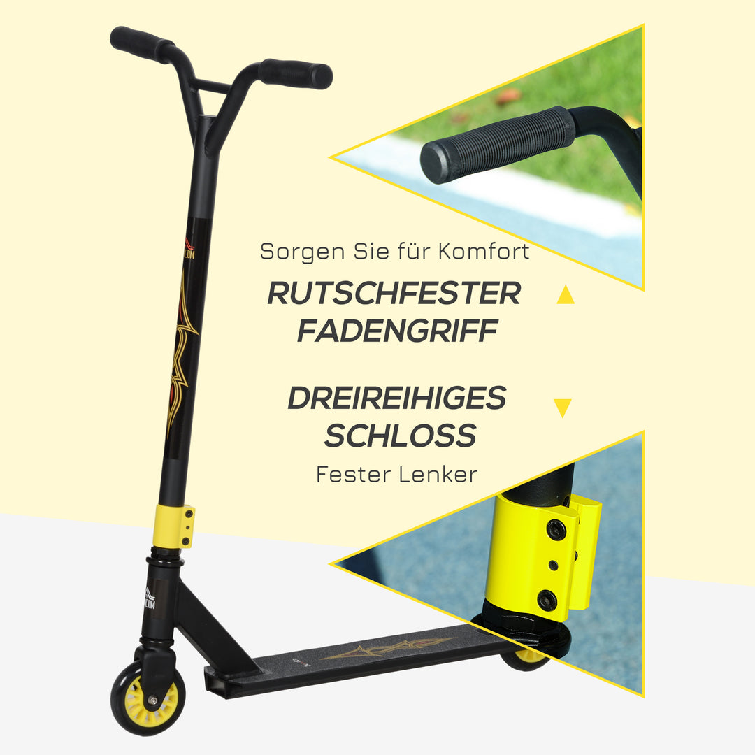 Pro stunt scooter, kick scooter til freestyle tricks, aluminium, metal, syntetisk læder, til børn og voksne, guld