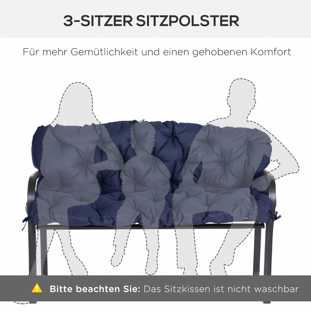 Sædehynder til bænke, bænkehynder med fastgørelsesstropper, til op til 3 personer, skumfyld, sædehynder