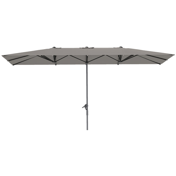 Dobbeltsidet paraply, 451 x 264 cm parasol med håndsving, 12 metalribber, aluminiumsstang, mørkegrå