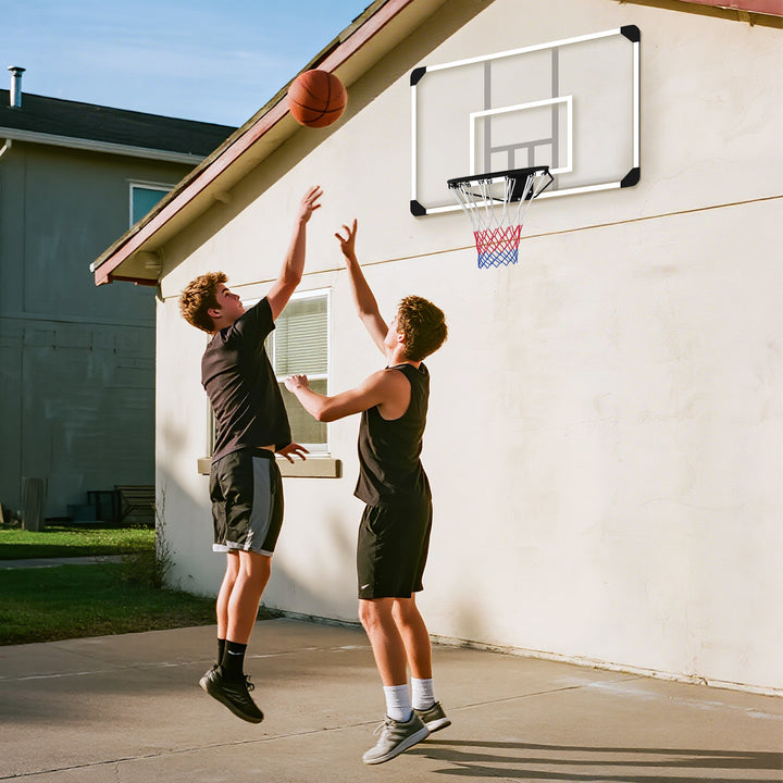 Basketballkurv, brudsikker bagplade, højdejusterbar, indendørs og udendørs, stålramme, sort
