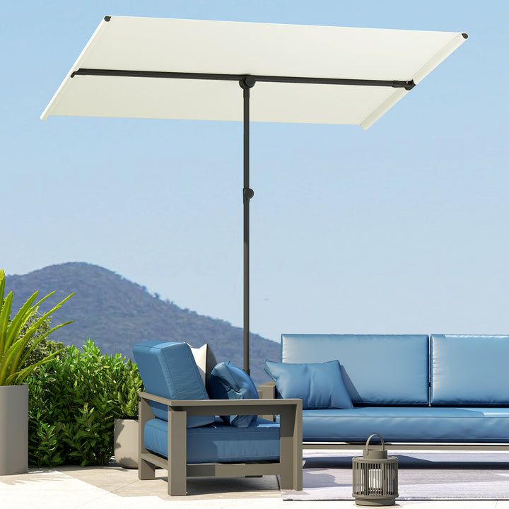 Parasol 180 grader drejelig højdejusterbar haveparasol med aluminiumsstang 150x205cm beige