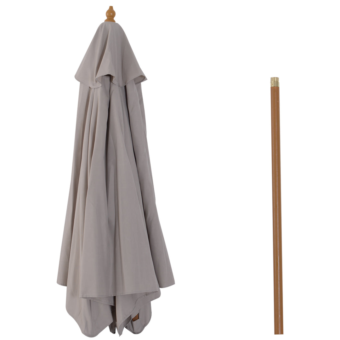 Parasol Ø 250 cm, parasol med rebtrækmekanisme, balkonparasol, strandparasol af bambus, vindtæt, markedsparasol, solskærm til balkon, terrasse, have, grå