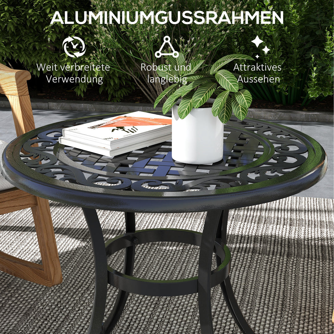 Havebord, loungebord, balkonbord, vintage design, 60 x 60 x 53 cm, sort