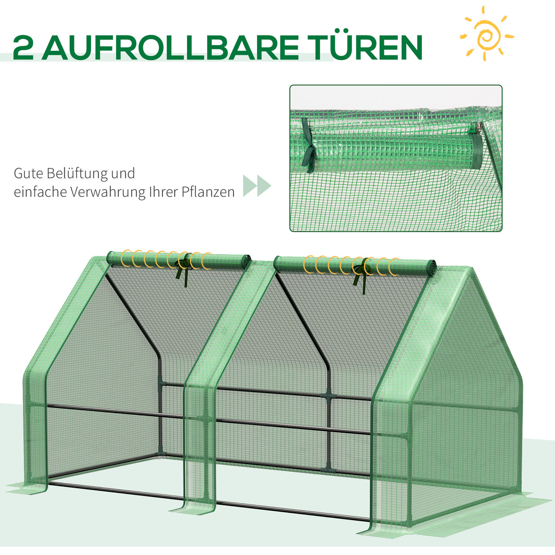 Drivhus med 2 rullevinduer, PE-netfilm, stålfoliedrivhus, drivhus til altan, have, tomathus 180x90x90cm, tomatdrivhus til grøntsager, blomster, planter, grønt
