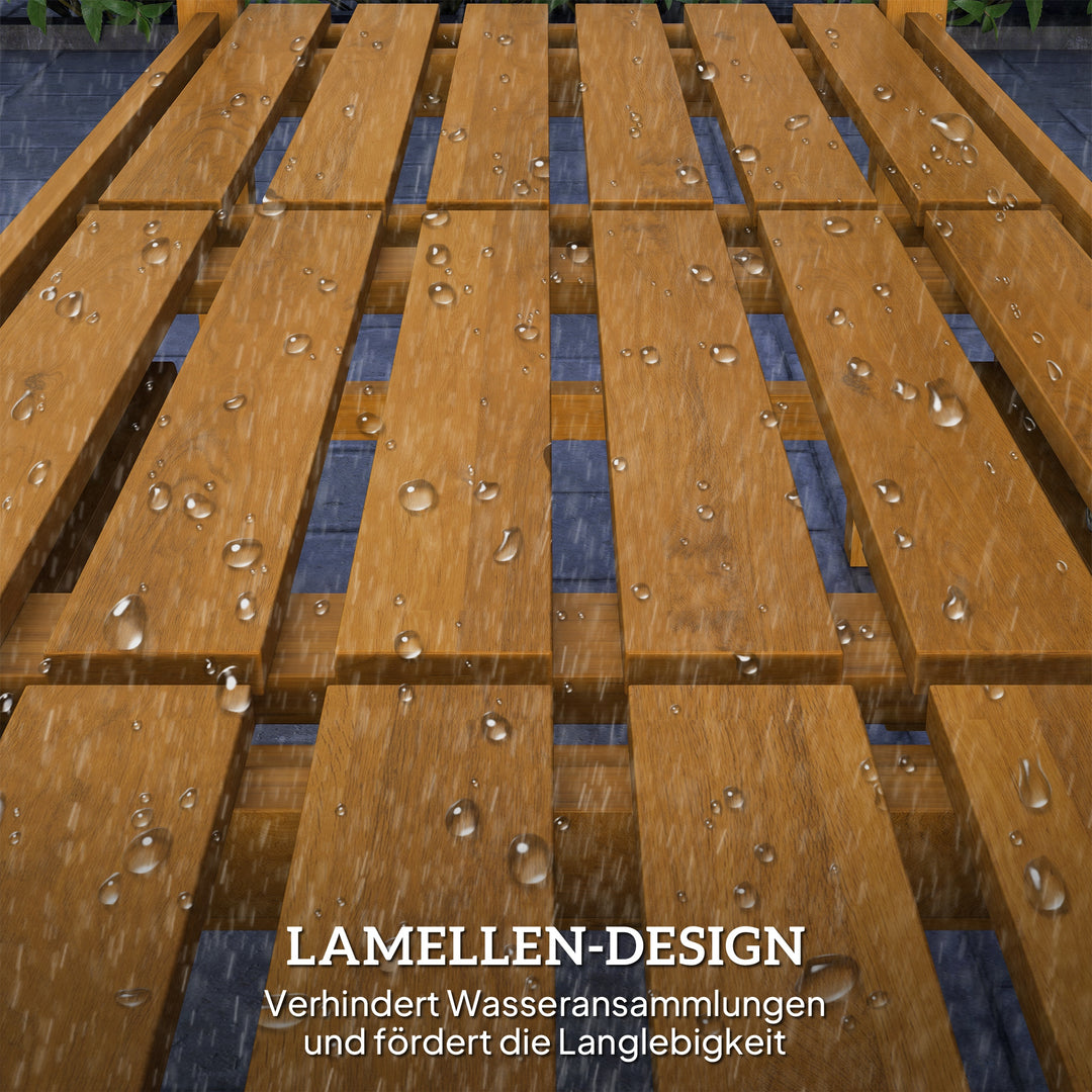 2-Personers havebænk i træ, vejrbestandig bænk med ryglæn og armlæn, 320 kg lasteevne, 149 x 56,5 x 89 cm, teaktræ