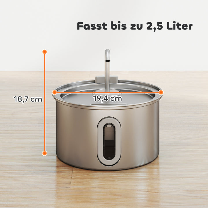 Kattefontæne 2,5 l drikkefontæne til katte med stille pumpe, led-lys, aktivt kulfilter, 20 x 20 x 19 cm