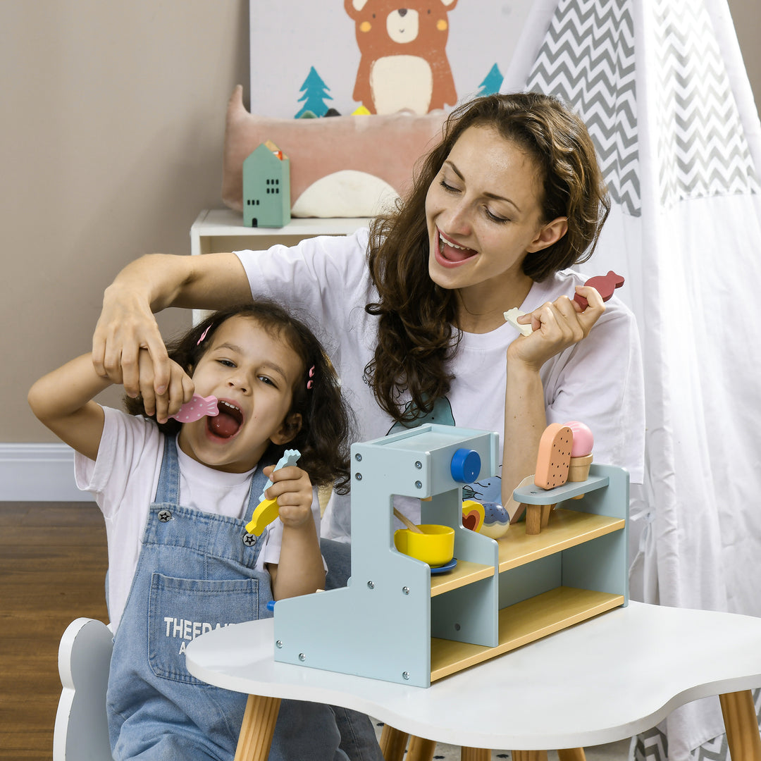 Lege-isbutik til børn, isbod, masser af tilbehør, fremmer fantasi og motorik, lyseblå