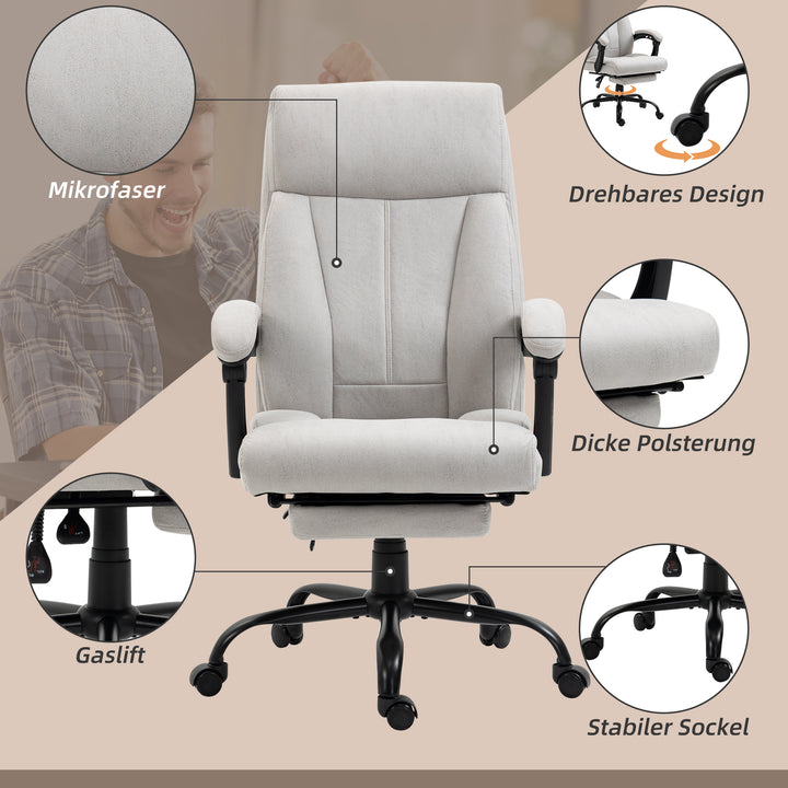 Massage kontorstol computerstol, lændevarme, vippefunktion, lysegrå