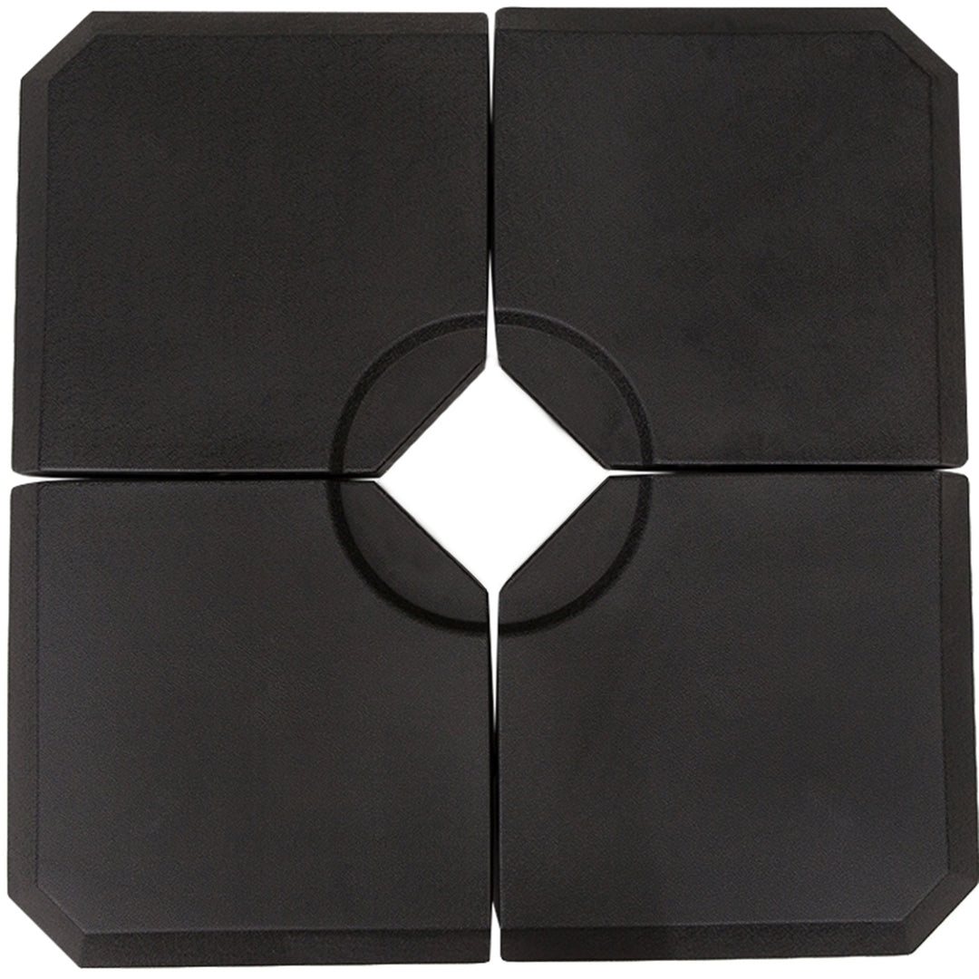 Parasolfod, 4-delt parasolstativ, kan fyldes med 80 kg vand eller 120 kg sand, HDPE, sort, 100 x 100 x 9,5 cm