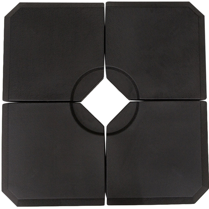 Parasolfod, 4-delt parasolstativ, kan fyldes med 80 kg vand eller 120 kg sand, HDPE, sort, 100 x 100 x 9,5 cm