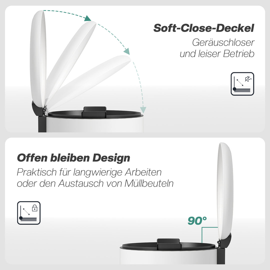 Skraldespand 30l, pedalspand, klik-på-låg, pedal, pletbestandig, cremehvid