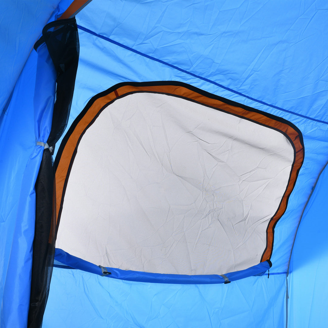 Biltelt campingtelt, 3 døre, vejrbestandigt, 239 cm x 210 cm x 210 cm, orange + blå