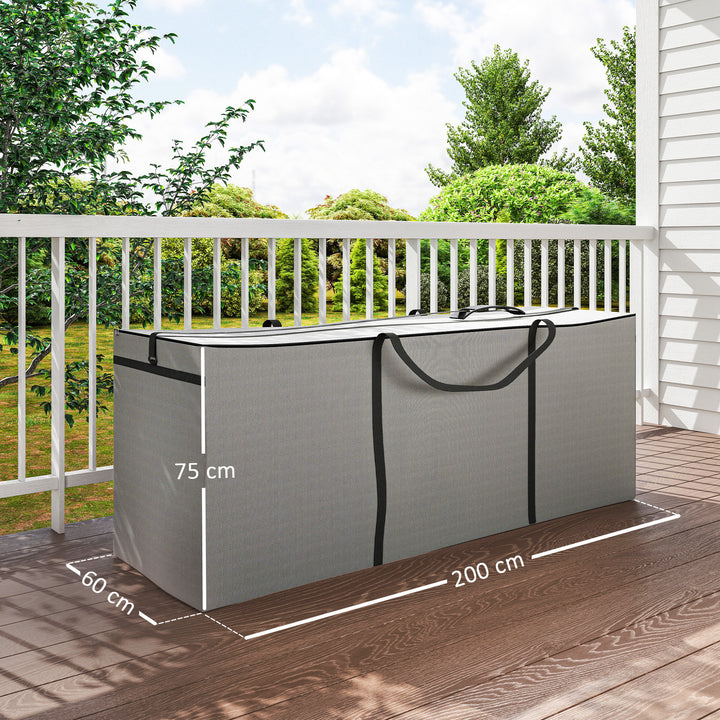 Opbevaringstaske til havehynder, hyndepose, beskyttelsesbetræk med bærehåndtag, lynlås, 200 x 60 x 75 cm, lysegrå