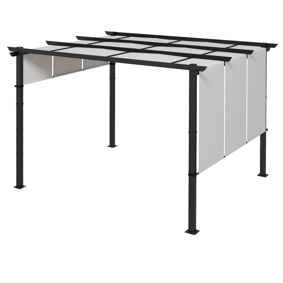Markise/solsejl. Pergola, vejrbestandig, inklusive monteringsbeslag, 3 x 3,5 m, mørkegrå.