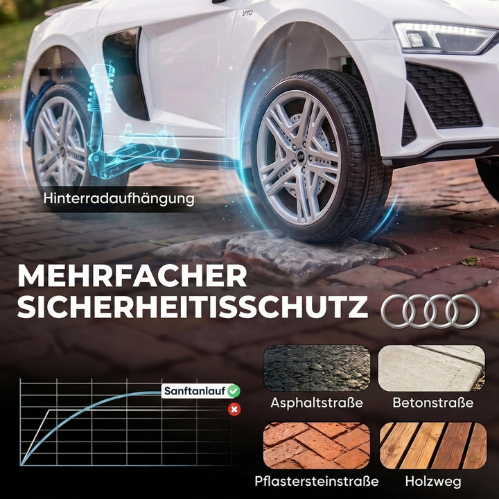 Elbil til børn Audi R8 12V fjernbetjening til børnebil hvid