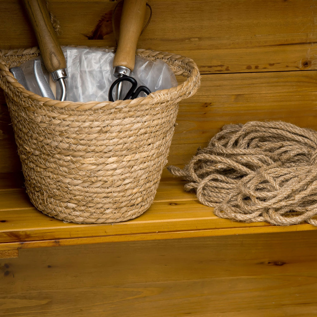 Værktøjsskab, haveskur, 2 hylder, 2 døre, vejrbestandig, naturtræ, 79 x 49 x 190 cm