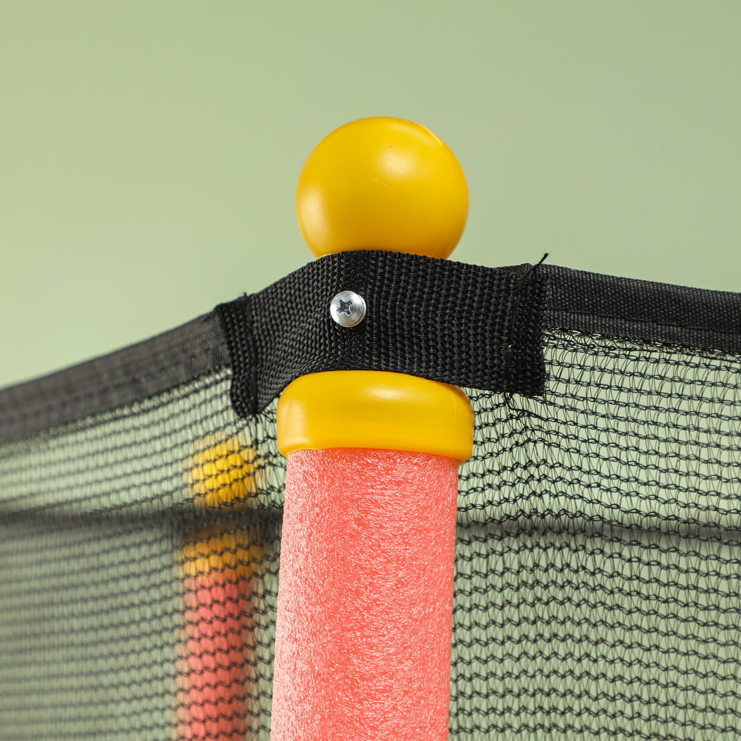 Børnetrampolin, 163 cm diameter, med sikkerhedsnet, til indendørs og udendørs brug, lasteevne op til 50 kg, stål, plastik, rød