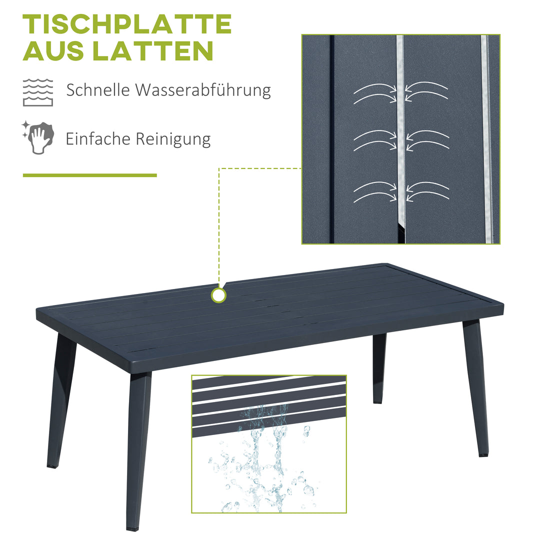 Havemøbelsæt til 4 personer, sofa, lænestol, sidebord, polyrattan, aluminium, grå
