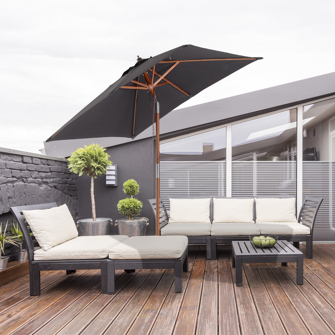 Parasol 200 x 150 x 235 cm, Sammenklappelig Haveparasol, 3-trins justerbar, Rektangulær Strandparasol, Vandafvisende og UV-resistent til Strand, Balkon, Terrasse, Have, Mørkegrå