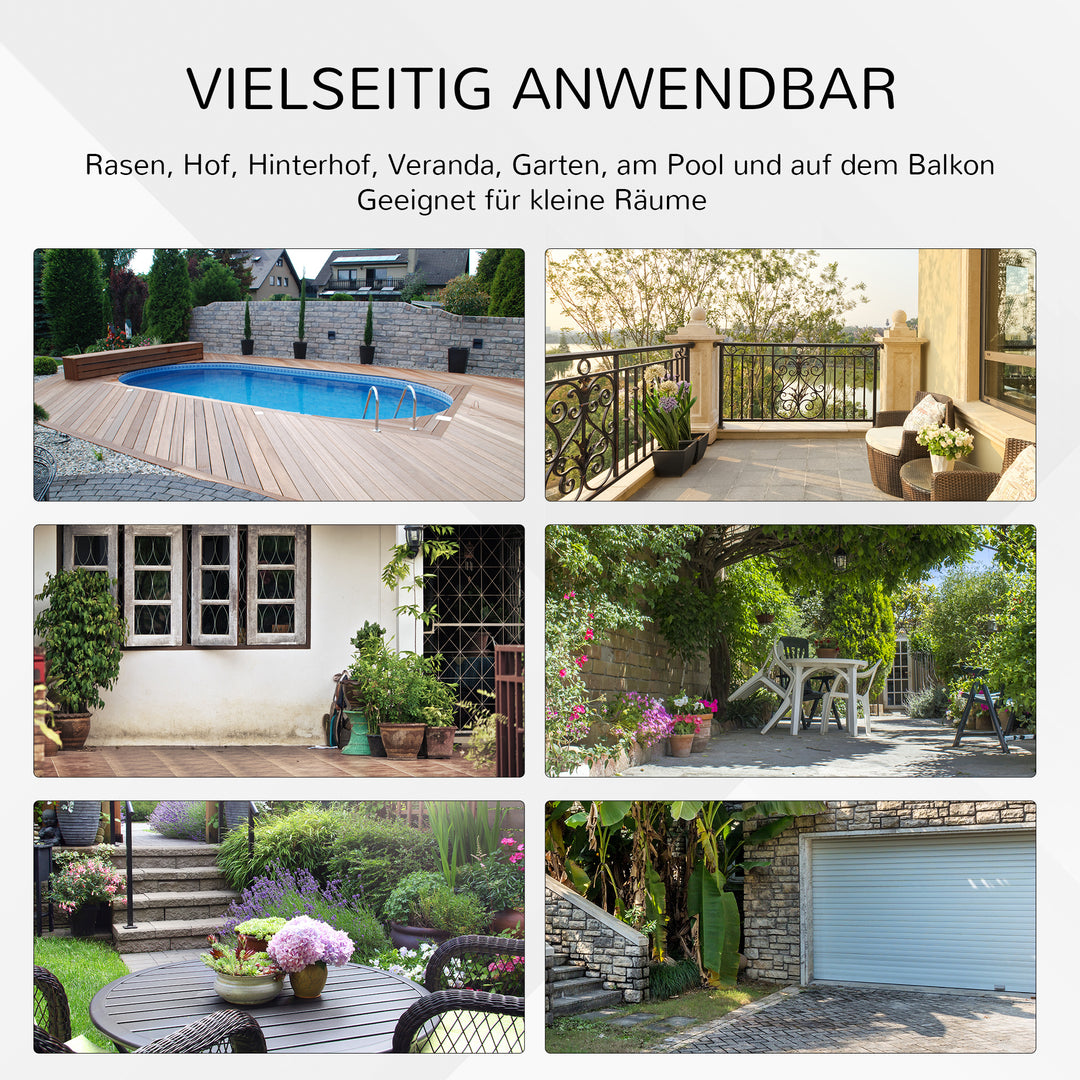 Foldbart havebord med hærdet glasplade og stålstel i rattandekor, brun, 68 x 68 x 73 cm