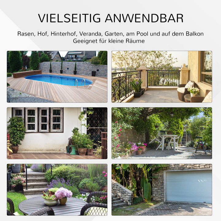 Foldbart havebord med hærdet glasplade og stålstel i rattandekor, brun, 68 x 68 x 73 cm