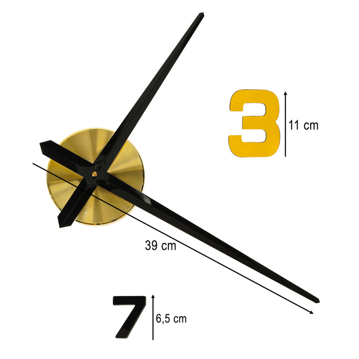 Vægur med klistermærke 100-120 cm sort guld