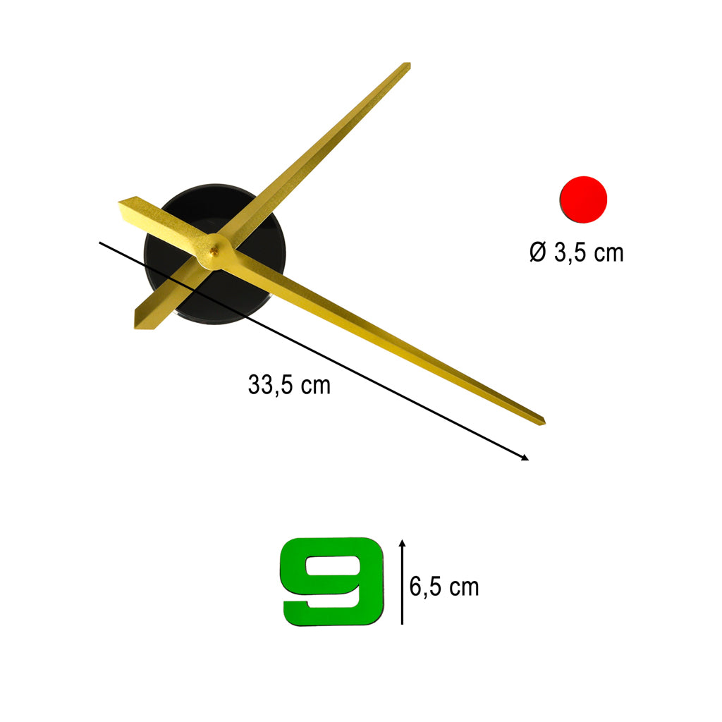 Vægur med klistermærker, farverige tal, 80-90 cm