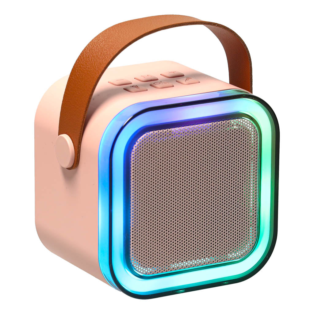Karaoke-sæt 2 mikrofoner + bærbar højttaler BLUETOOTH USB LED pink