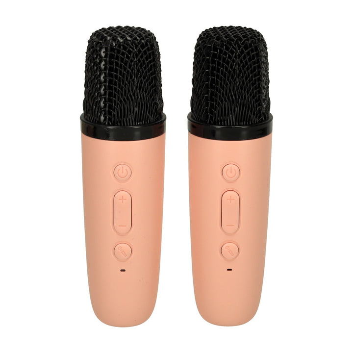 Karaoke-sæt 2 mikrofoner + bærbar højttaler BLUETOOTH USB LED pink