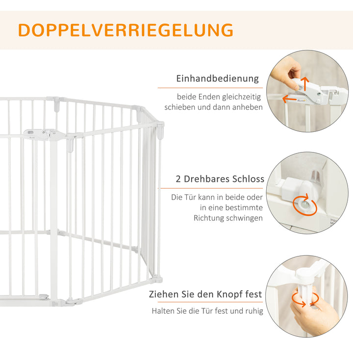 Hvalpegård udendørs indhegning til hunde beskyttelseslåge med dør pejsbeskyttelse fleksibel sammenklappelig 8 paneler hver 60 x 76 cm hvid