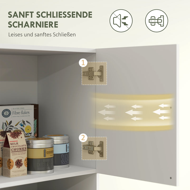 Køkkenskab, 4 skabe, 6 døre, 12 hængsler, bordplade, spånplade, hvid