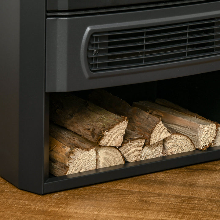Elektrisk pejs, realistiske flammer, 2 varmeindstillinger, overophedningsbeskyttelse, stål, sort, 44,5 x 32 x 74 cm