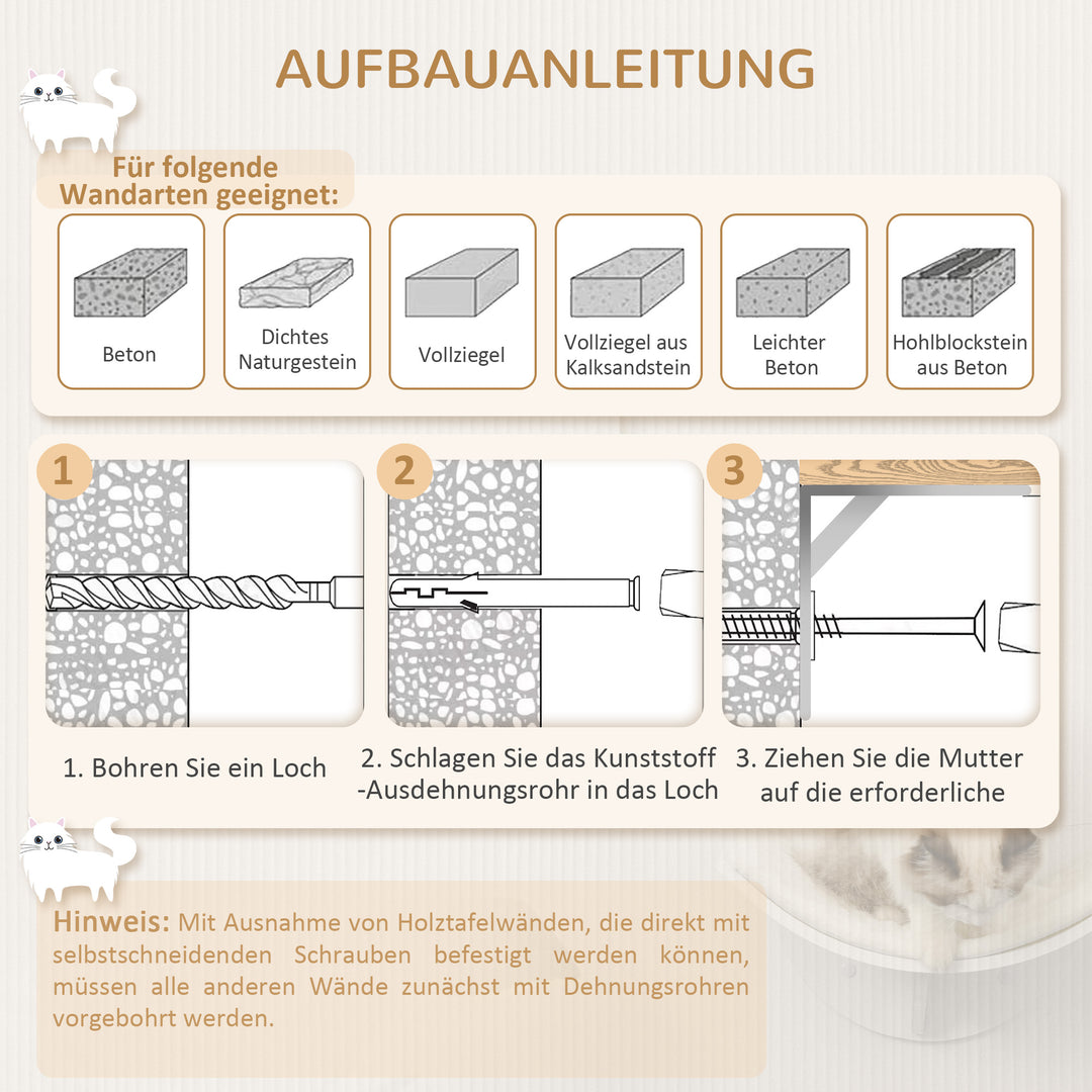 Kattehylde, vægmonteret, blød hvileflade, op til 10 kg, 41 x 28 x 21 cm, hvid