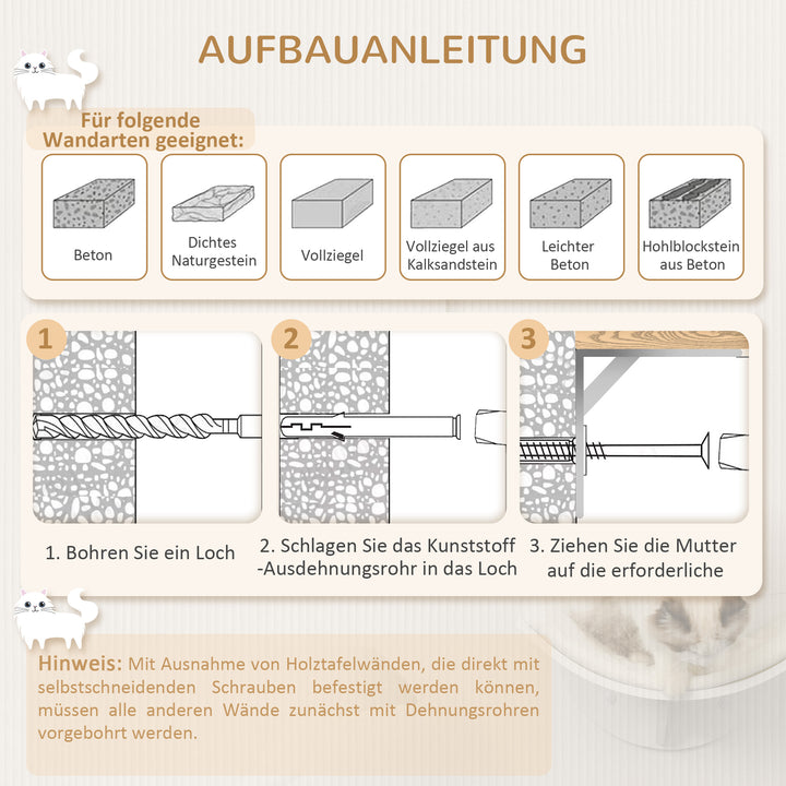 Kattehylde, vægmonteret, blød hvileflade, op til 10 kg, 41 x 28 x 21 cm, hvid