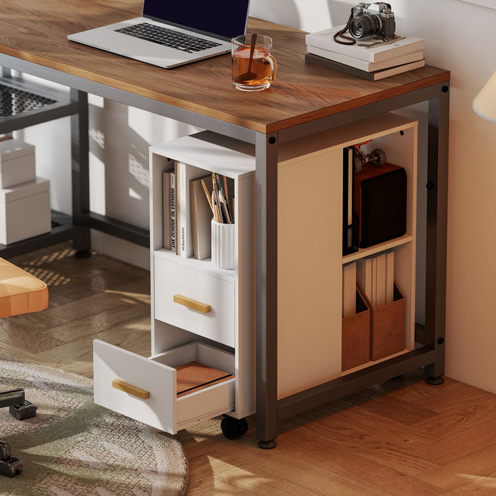 Printerstativ/bord med justerbar hylde, hjul til fax og scanner, 60 x 30 x 65 cm, hvid