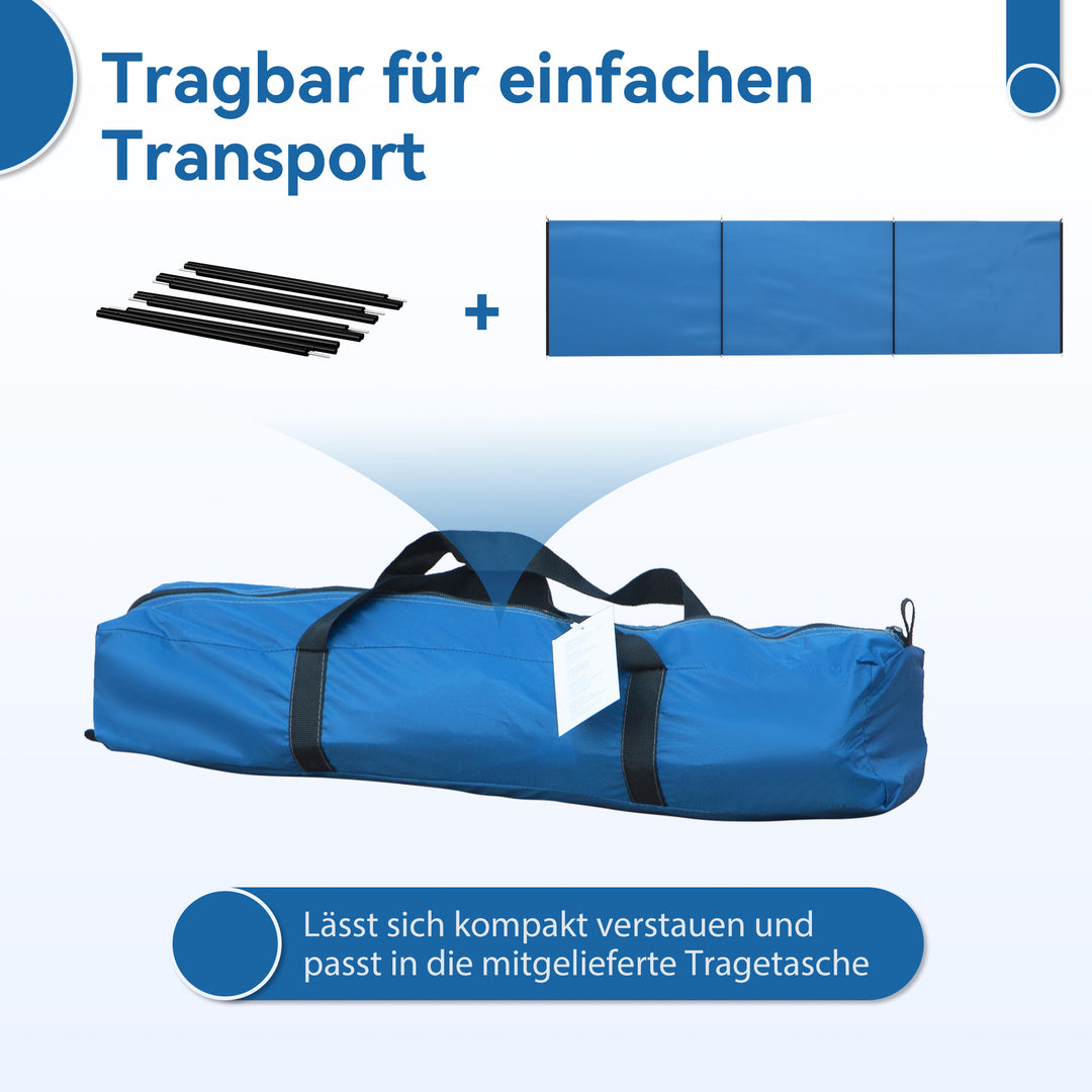 Vindskærm Camping Privacy Screen med 4 stålstænger Bæretaske Strandbeskyttelse til Camping Have Strand 540 x 150 cm Blå