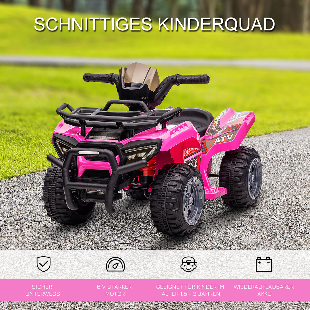Børne elektrisk quad 6V med fremadgående funktion, musik, elektrisk quad til børn 1,5-3 år, lyserød